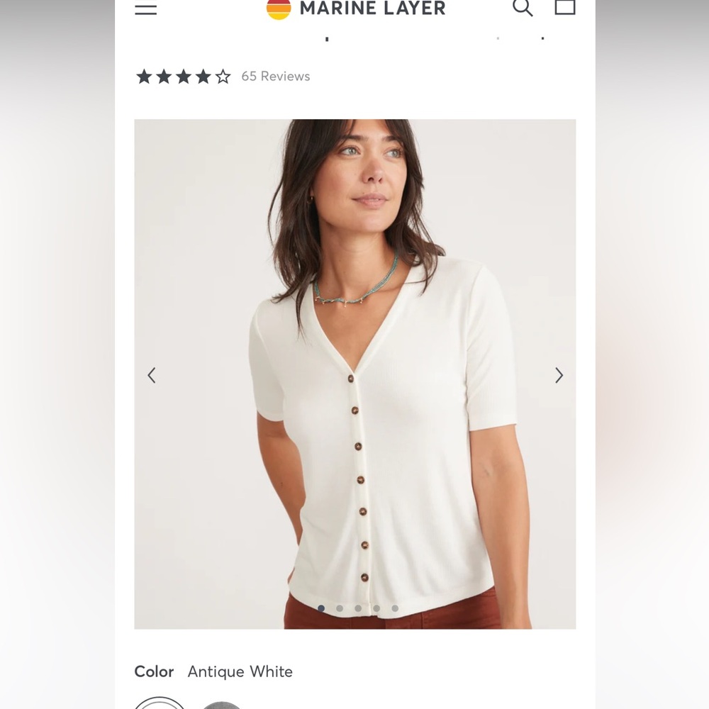 Marine Layer Lexi Rib Button Top